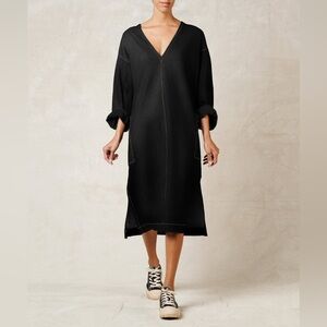 FLORA ANIMALIA Poplin Cotton Lanatus Dress in Black Size S/M